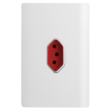 Conjunto Tomada 20A Vermelho Vertical 4x2 - Novara Branco Brilhante Cromado